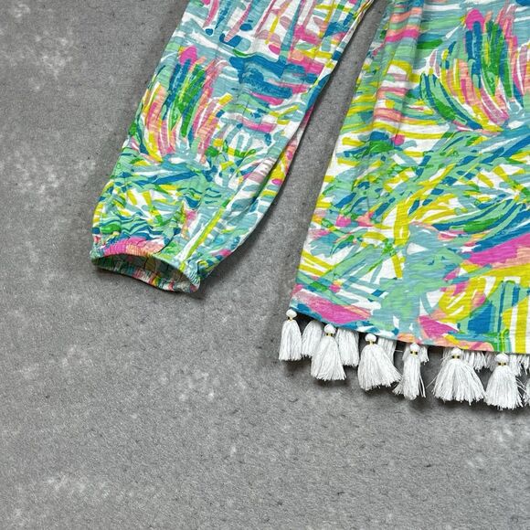 Lilly Pulitzer Top Womens Size M Linzy Tassel Sea Salt And Sun Colorful Knit - Picture 4 of 12